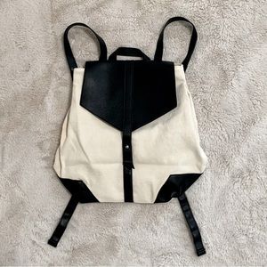 Deux Lux Backpack Canvas & Vegan Leather Cream & Black